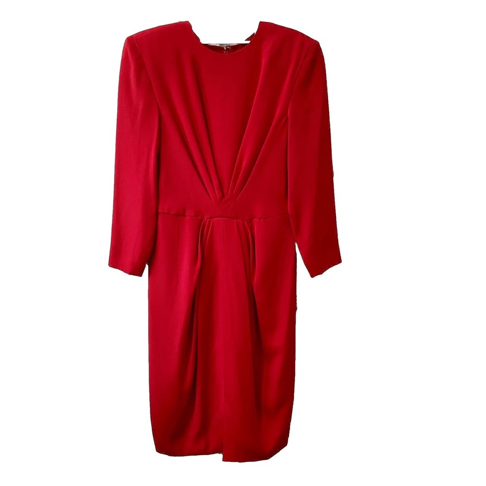 VTG Travilla 6 Red Dress Classic Holiday Romantic Quiet Luxury 80's Cocktail